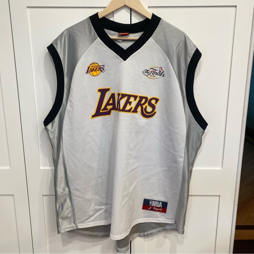 Vtg Karl Malone LAKERS THE FINALS 2004 Adult NBA Majestic Jersey 2XL Made in USA